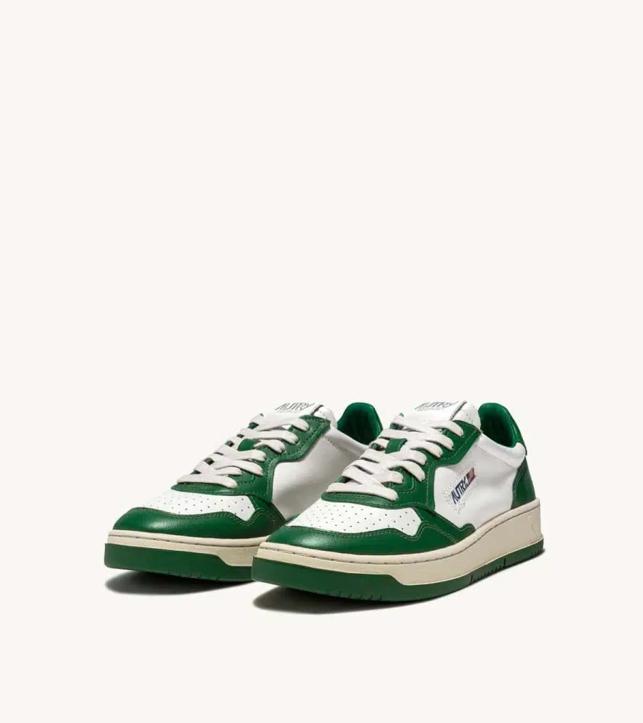 Clearance AUTRY Autry- Medalist Low Sneakers In Two-Tone Leather- White And Green -