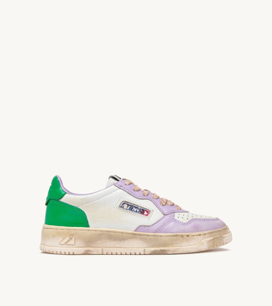 Best AUTRY Autry - Medalist Low Super Vintage - Lilac And Green Leather - Atelier Talia Sol