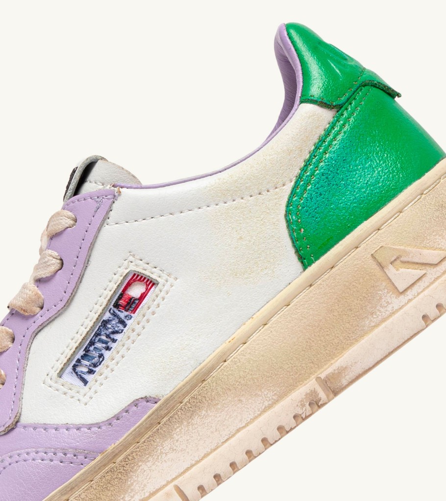 Best AUTRY Autry - Medalist Low Super Vintage - Lilac And Green Leather - Atelier Talia Sol