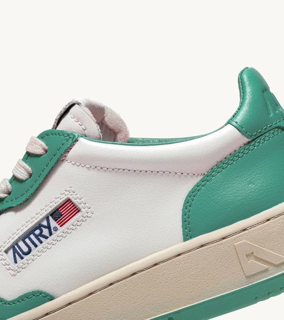 Best AUTRY Autry - Medalist Low Sneakers In Two-Tone Leather - White And Malachi Green -