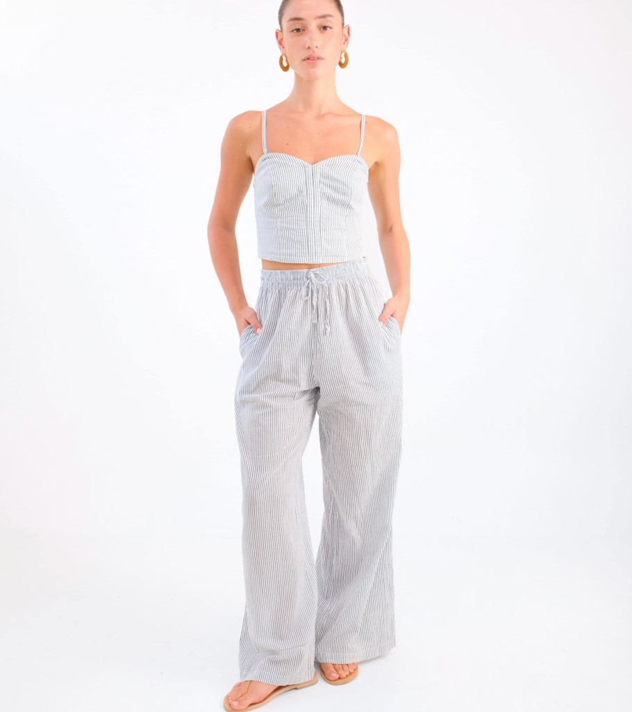 Wholesale DESERT QUEEN Desert Queen - Palazzo Pants - Blue Stripes -